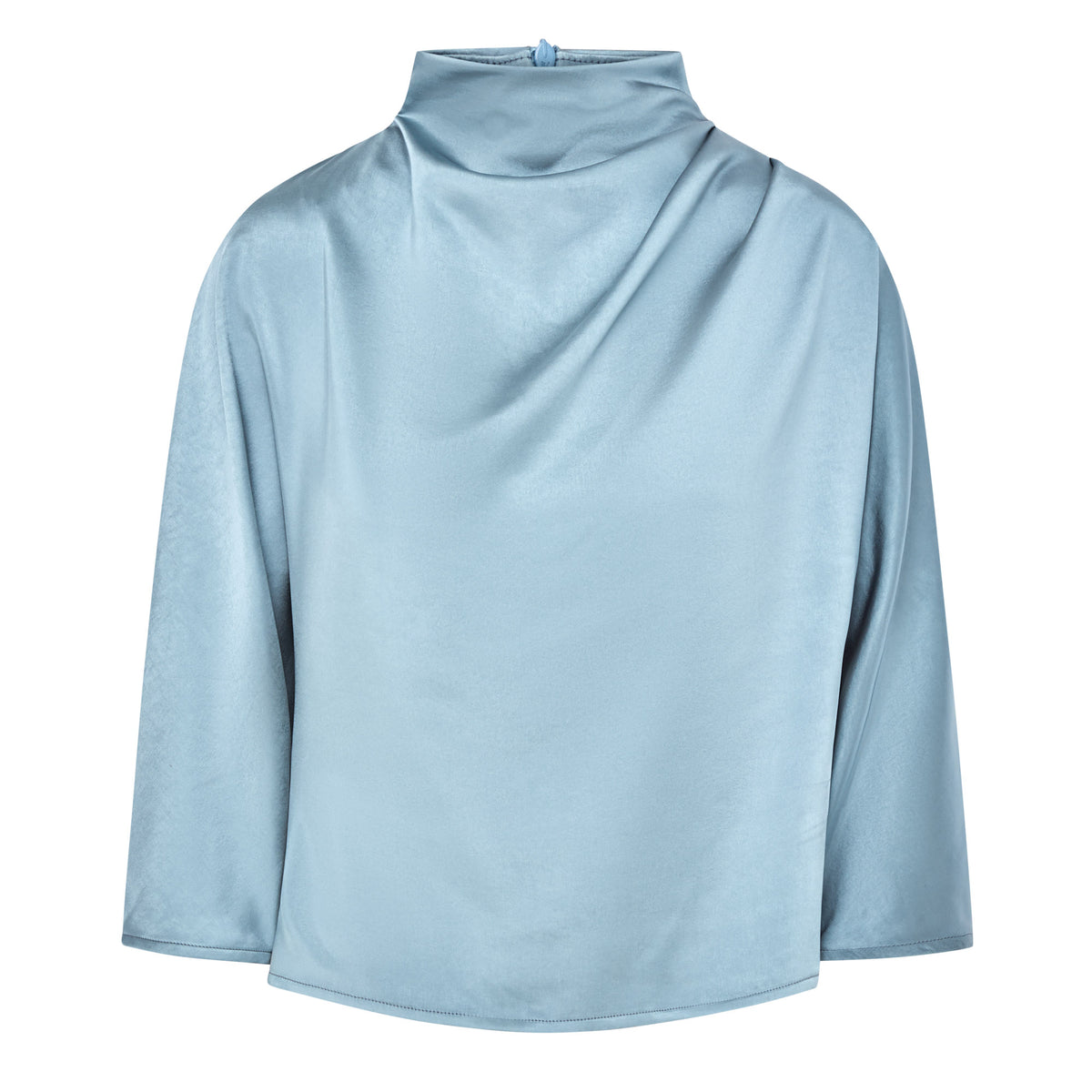 Celeste Cowl Satin Top - Light Blue