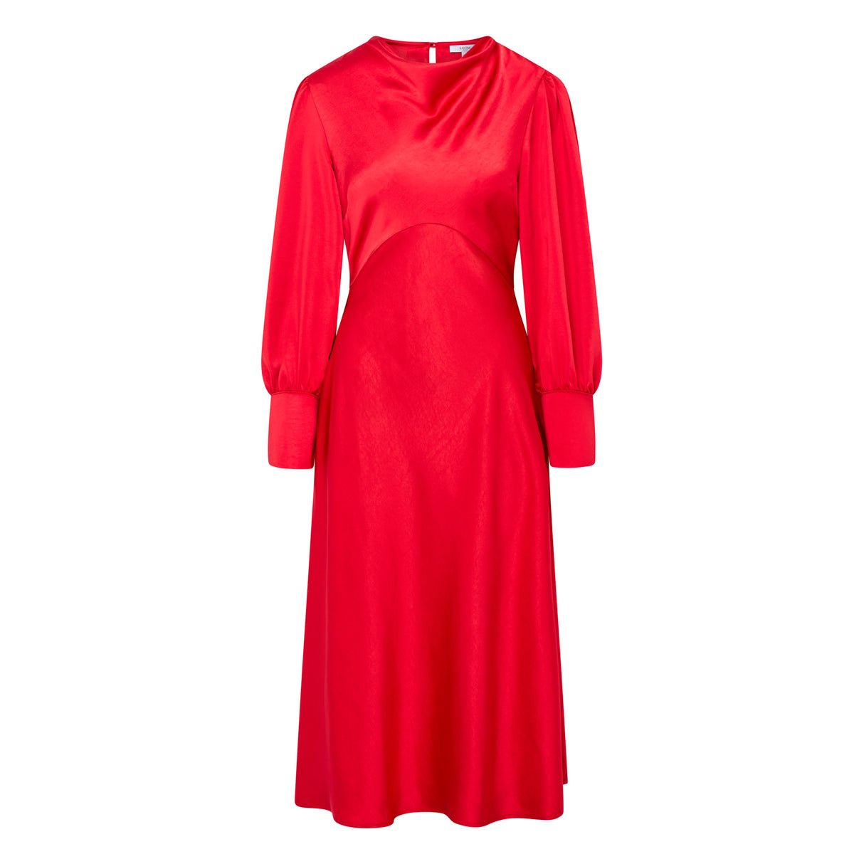 Sadie Cowl Neck Midi Dress - Red