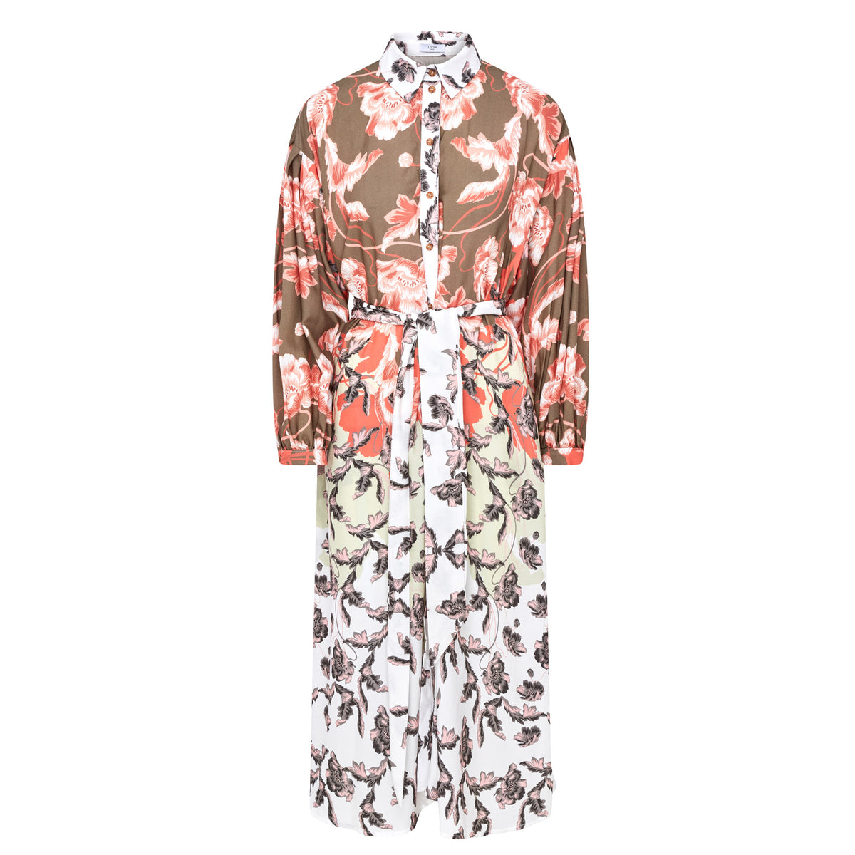 Giselle High Low Hem Shirt Dress - Multi Print