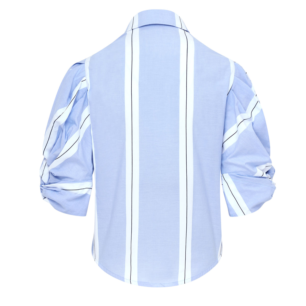 Ellery Knot Sleeve Tie Front Shirt - White & Blue Stripe
