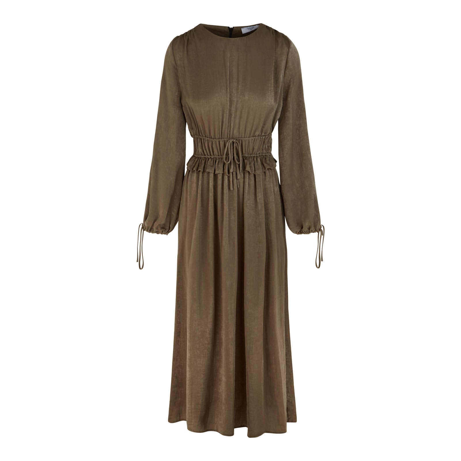 Loom London Women's Dahlia Khaki Green Long Dress