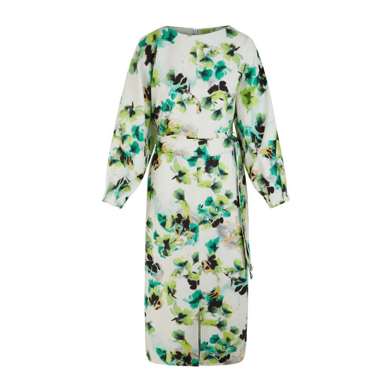 Loom London Women's Maeve Green & White Floral Midi Dress Loom London Women's Maeve Green & White Floral Midi Dress
